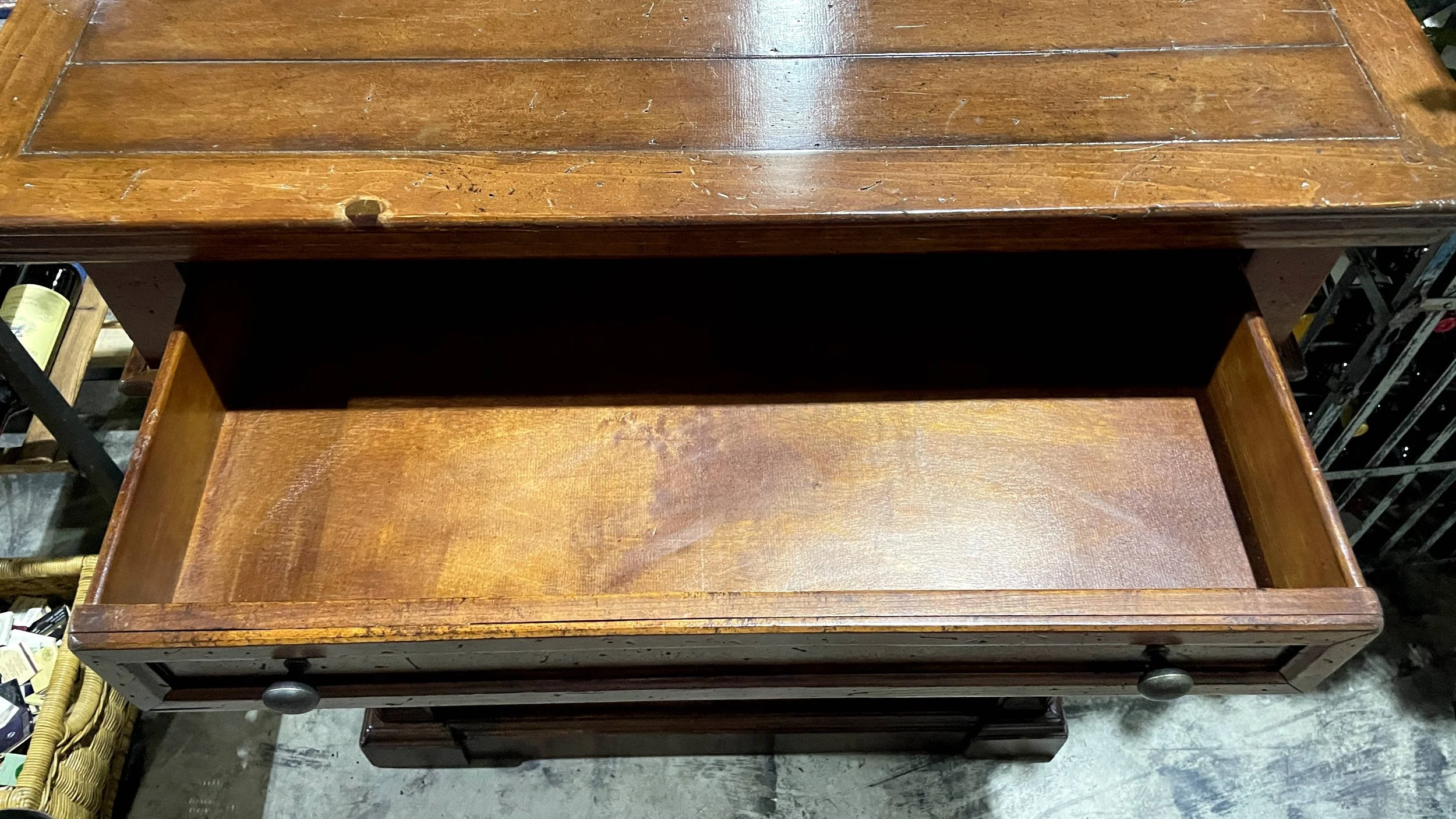 Encore Furniture Gallery-Vintage European Inlaid Wood Wine Storage